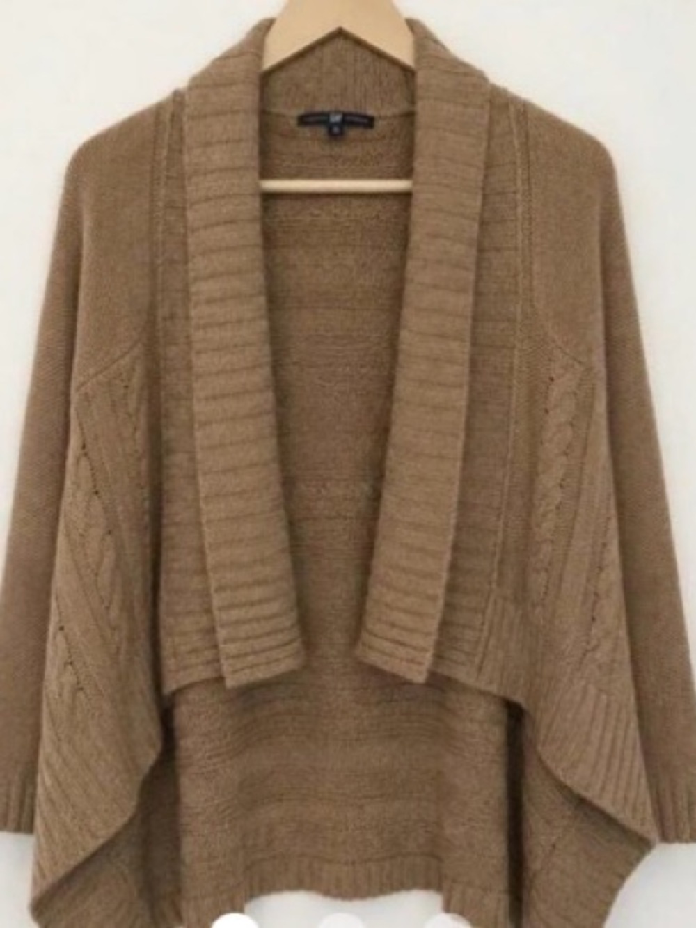 GAP Beige Open-Front Draped Shawl Collar Cardigan